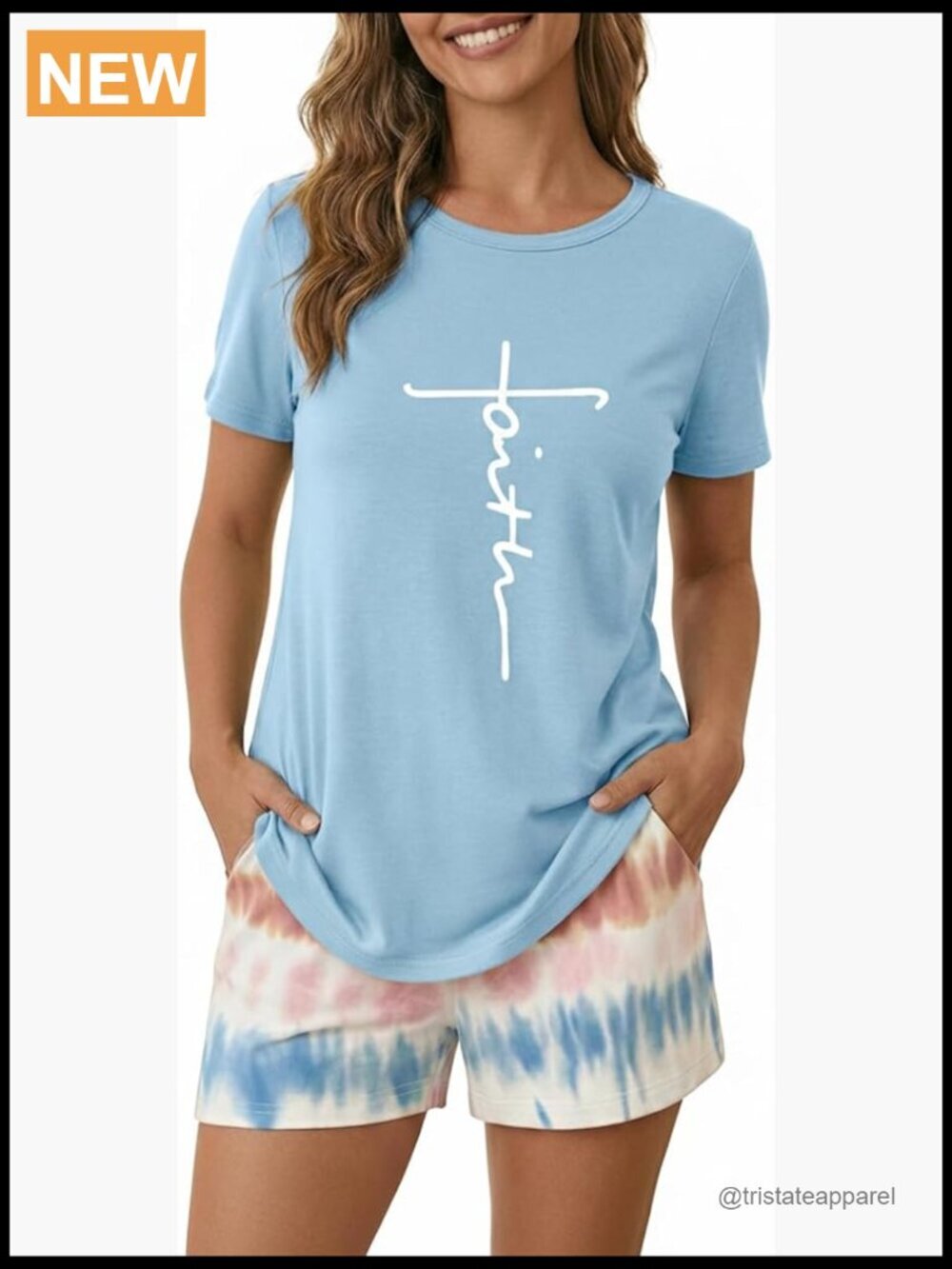 Women's 2 Piece Pajama Set - Short Sleeve Tee & Tie-Dye Shorts Lounge Set S-3XL